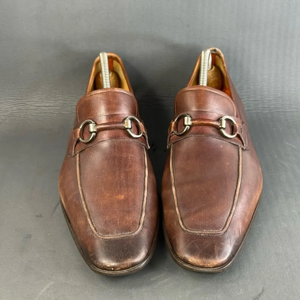 Magnanni brown leather horsebit loafer slip-on shoes men’s size 10